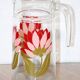 Vintage glass jug / carafe with magnolia decoration - 1970s