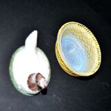 Portieux painted opaline glass hen candy box