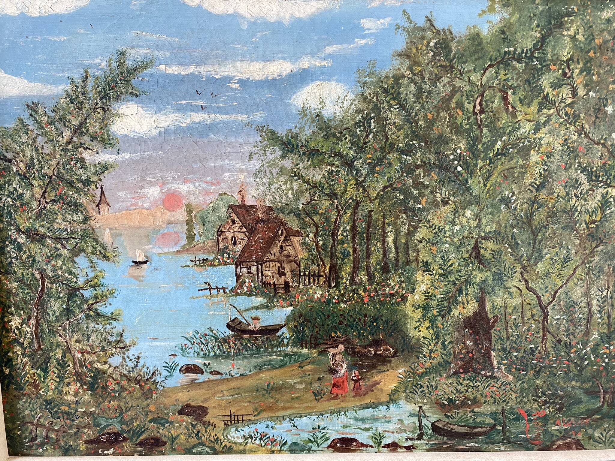 Landscape of houses by the lake