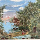 Landscape of houses by the lake