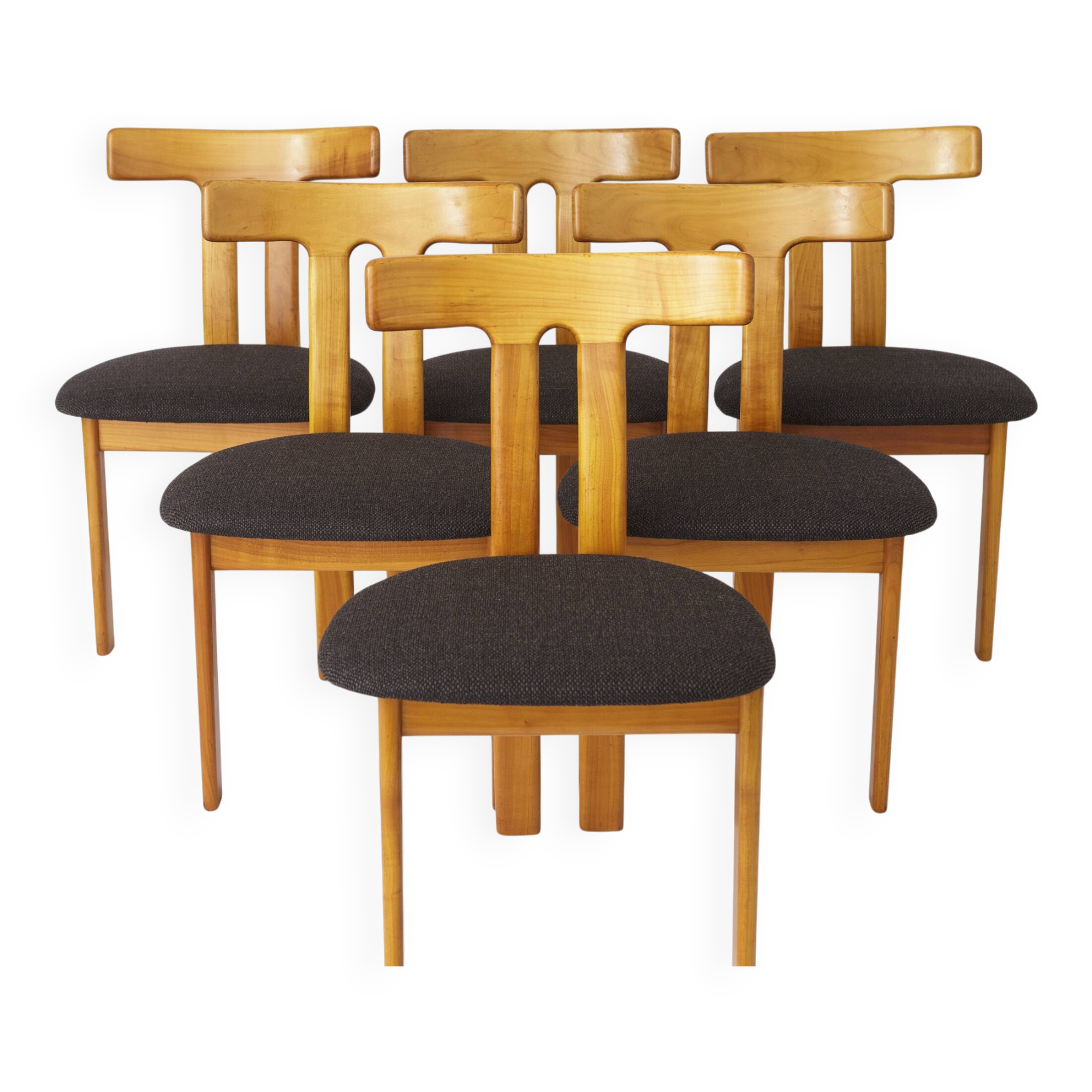 Set of 6 Danish 'T' shaped chairs – 1960s Mid-Century Modern Design