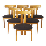 Set of 6 Danish 'T' shaped chairs – 1960s Mid-Century Modern Design