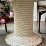 Vintage table, beige lacquered top and bamboo legs.