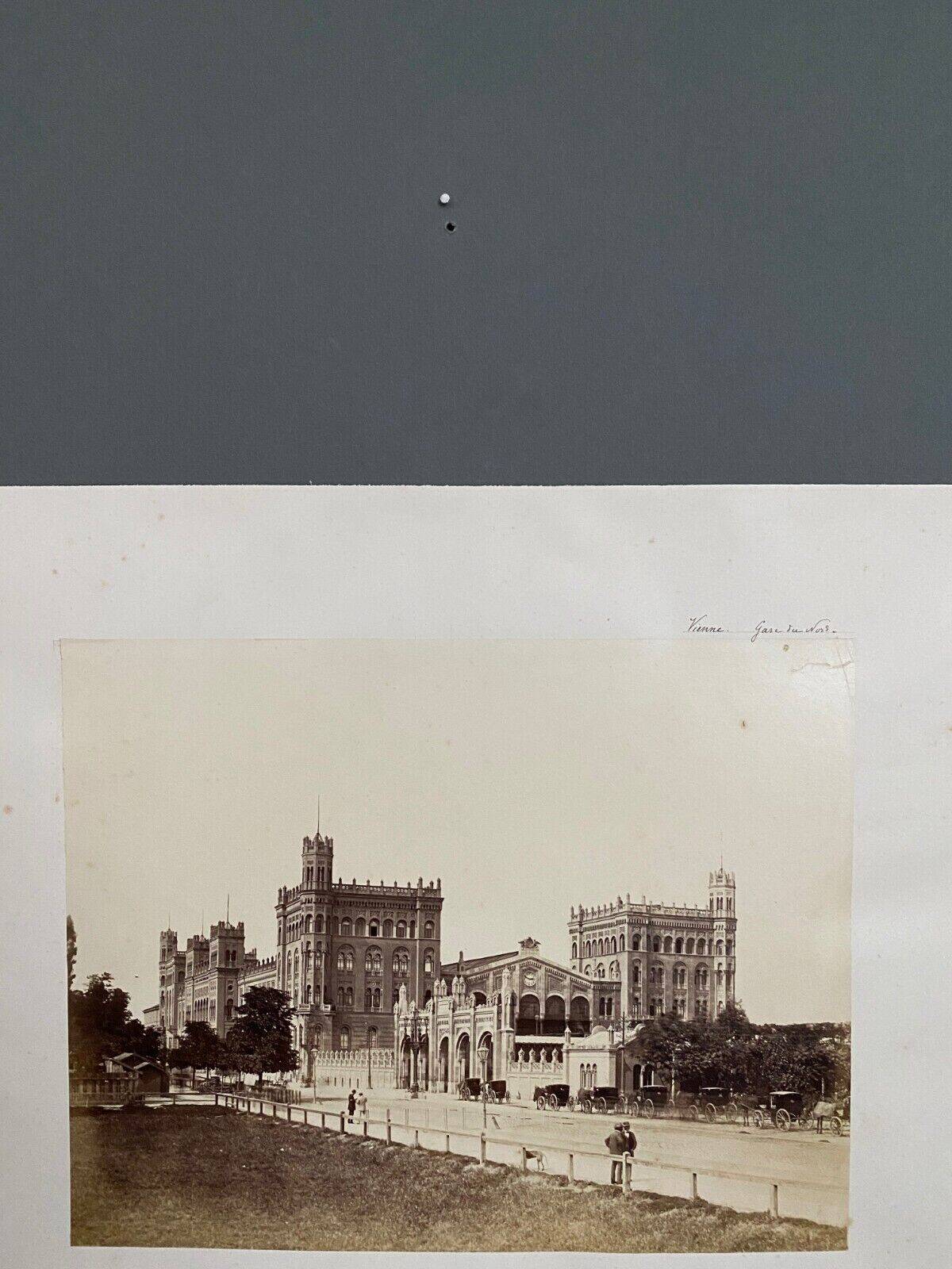 Photo Vienne Gare du Nord 19th century albumen laminated cardboard