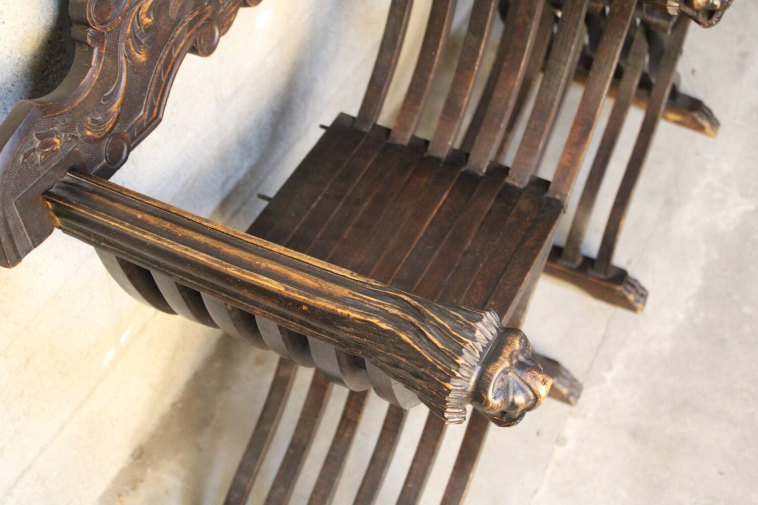 Pair of Antique savonarola folding chairs