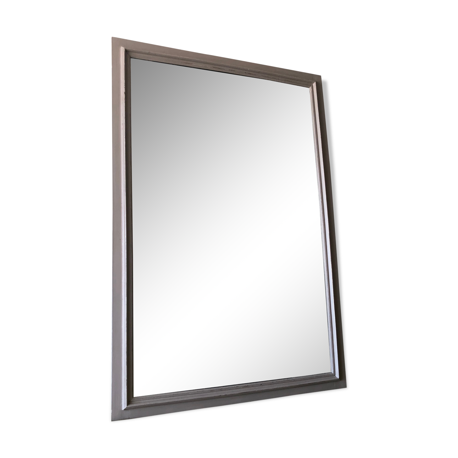 Large patinated wooden mirror with bevelled ice 73x113cm