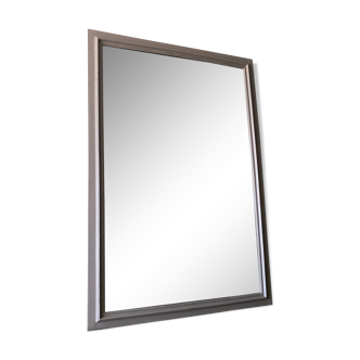 Large patinated wooden mirror with bevelled ice 73x113cm