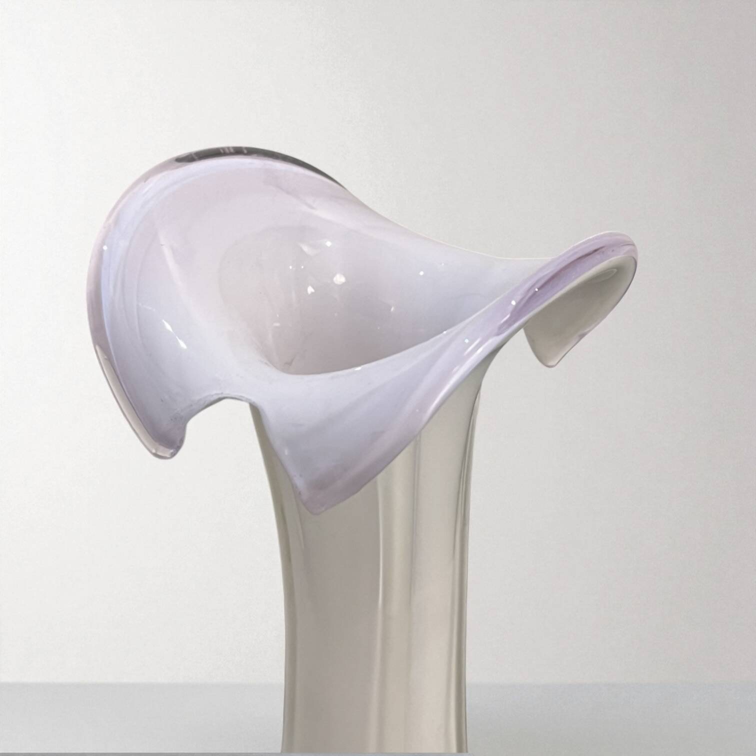 Murano blown glass soliflore vase, white - parma, vintage 1970s