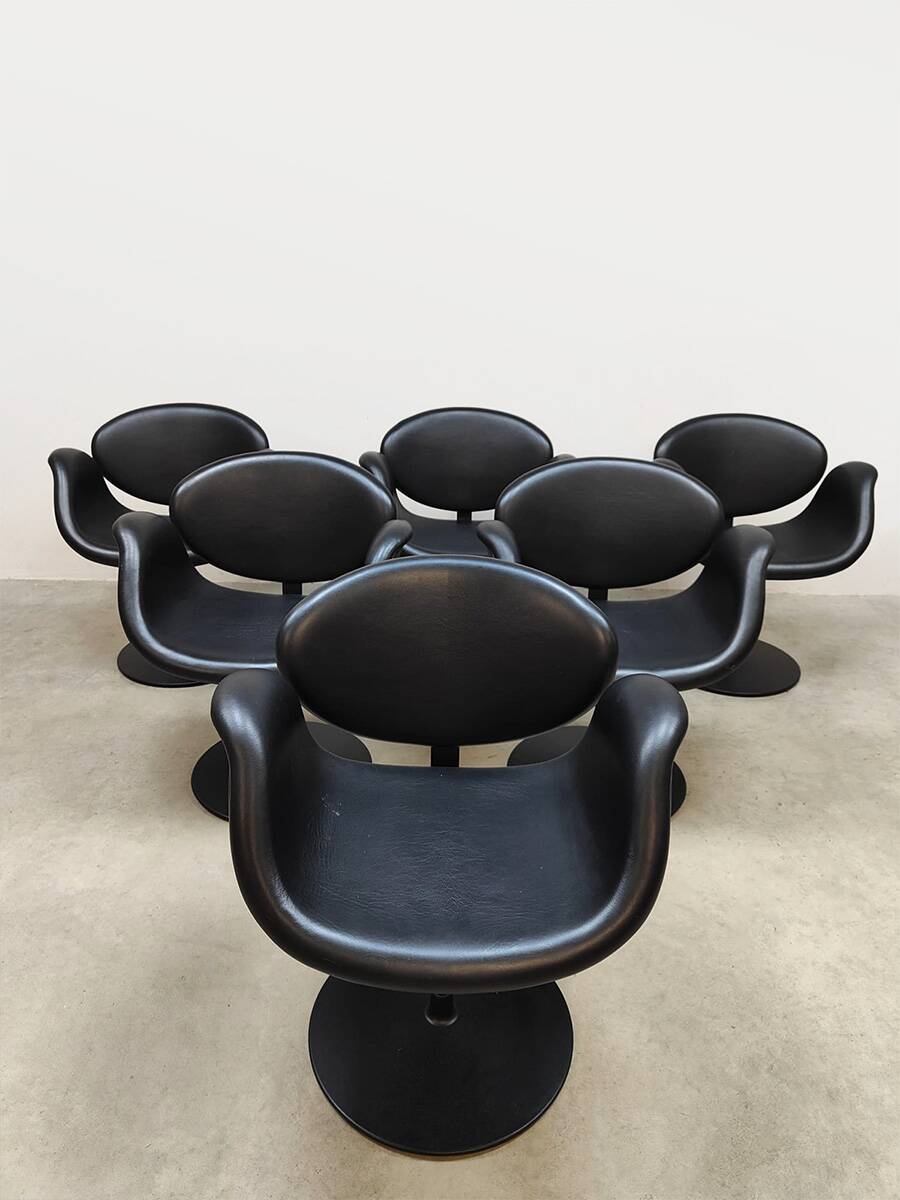 Vintage Dutch design 'Little Tulip' swivel chairs by Pierre Paulin for Artifort