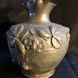 Embossed pewter vase with floral motifs 1930