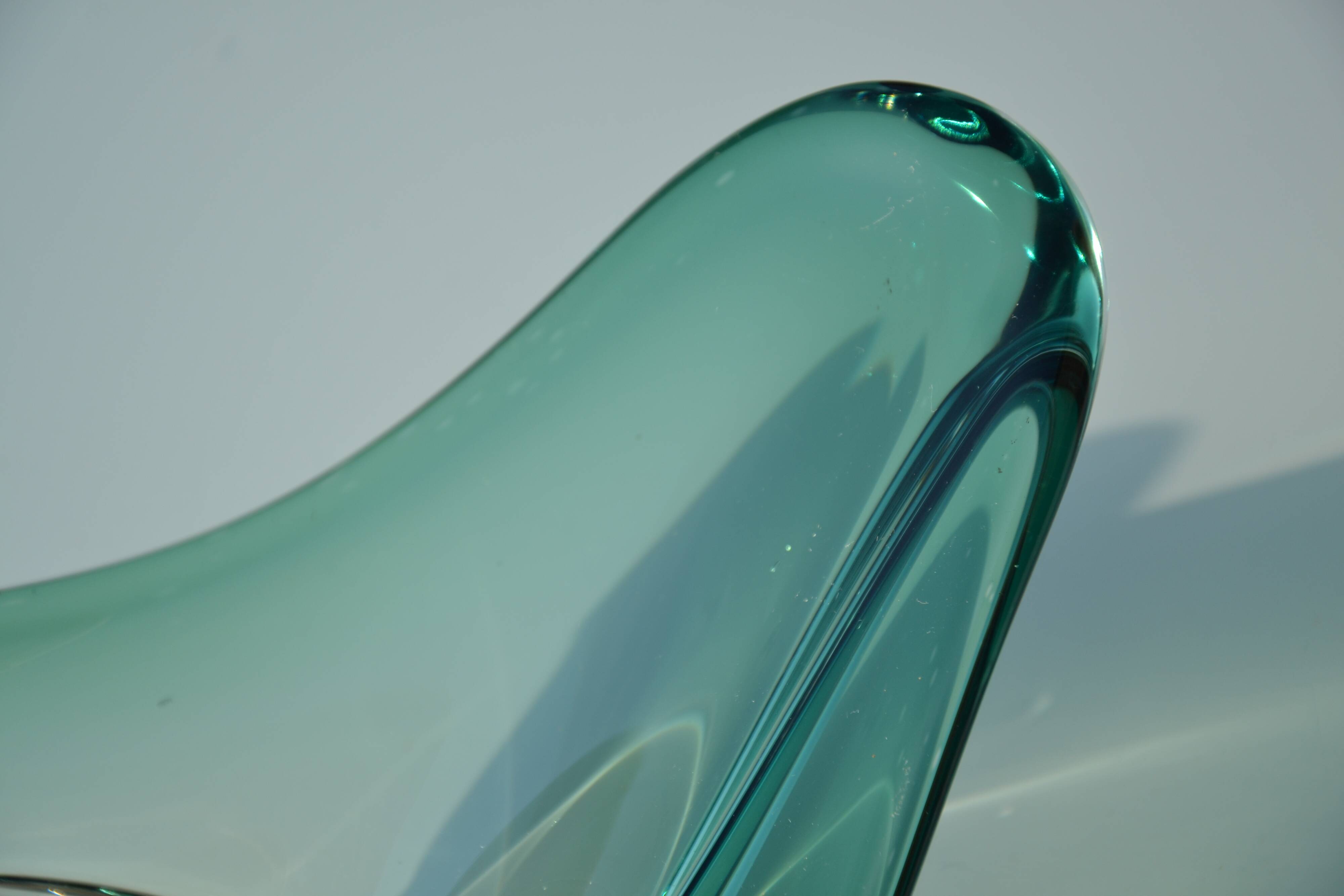 Val St Lambert green crystal bowl