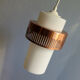 Opaline glass suspension lamp and copper metal ring, 1960s, 2 available