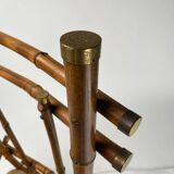 Vintage Italian Armchairs and Coffee Table in Bamboo and Brass by Paolo Traversi, 1970s, Set of 3