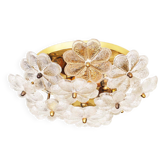 Plafonnier en forme de fleur en laiton et verre de Murano de taille moyenne par E. Palme – Allemagne années 1970