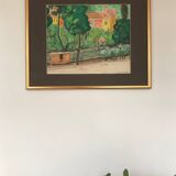 Rudolf möller 1881-1967. the houses, 1930. gouache. sbd. 30x40. frame