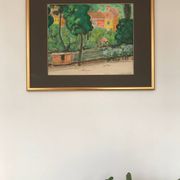 Rudolf möller 1881-1967. the houses, 1930. gouache. sbd. 30x40. frame