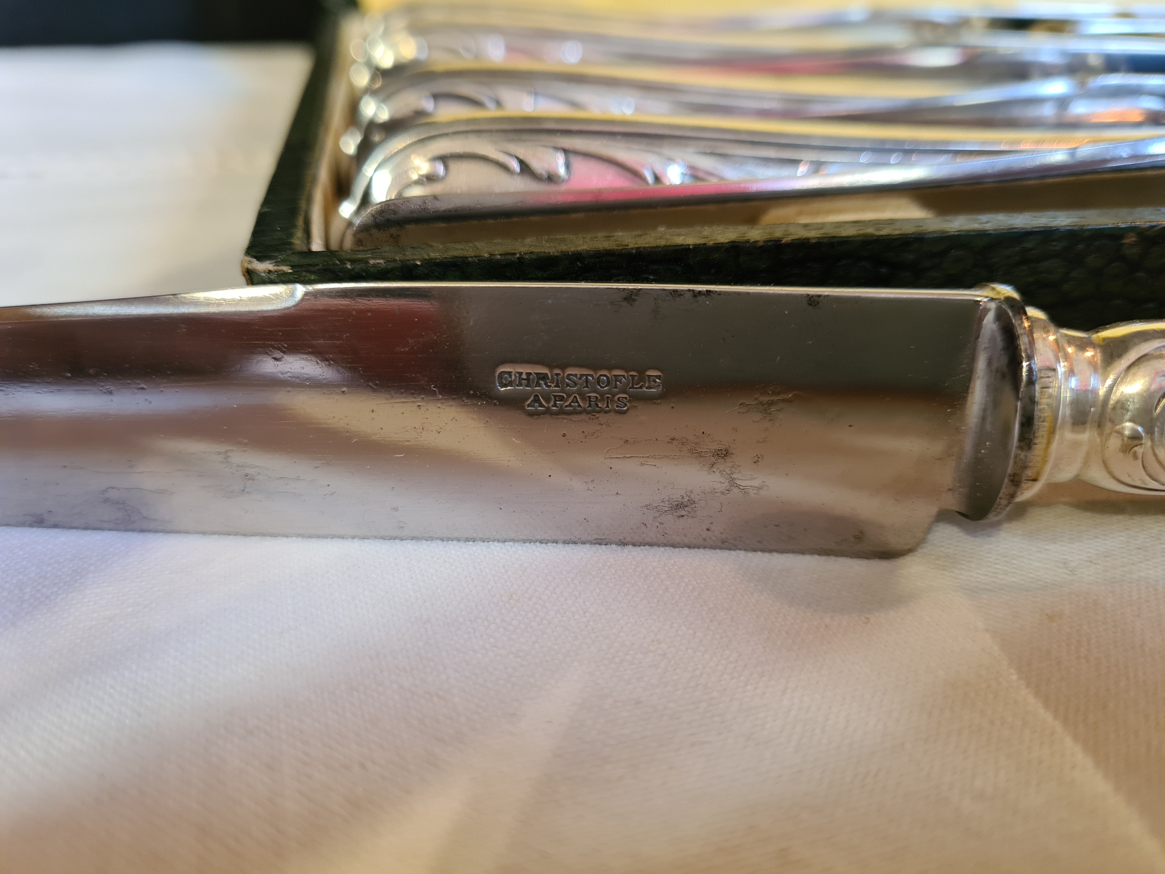 Box of 10 silver metal knives Cristofle