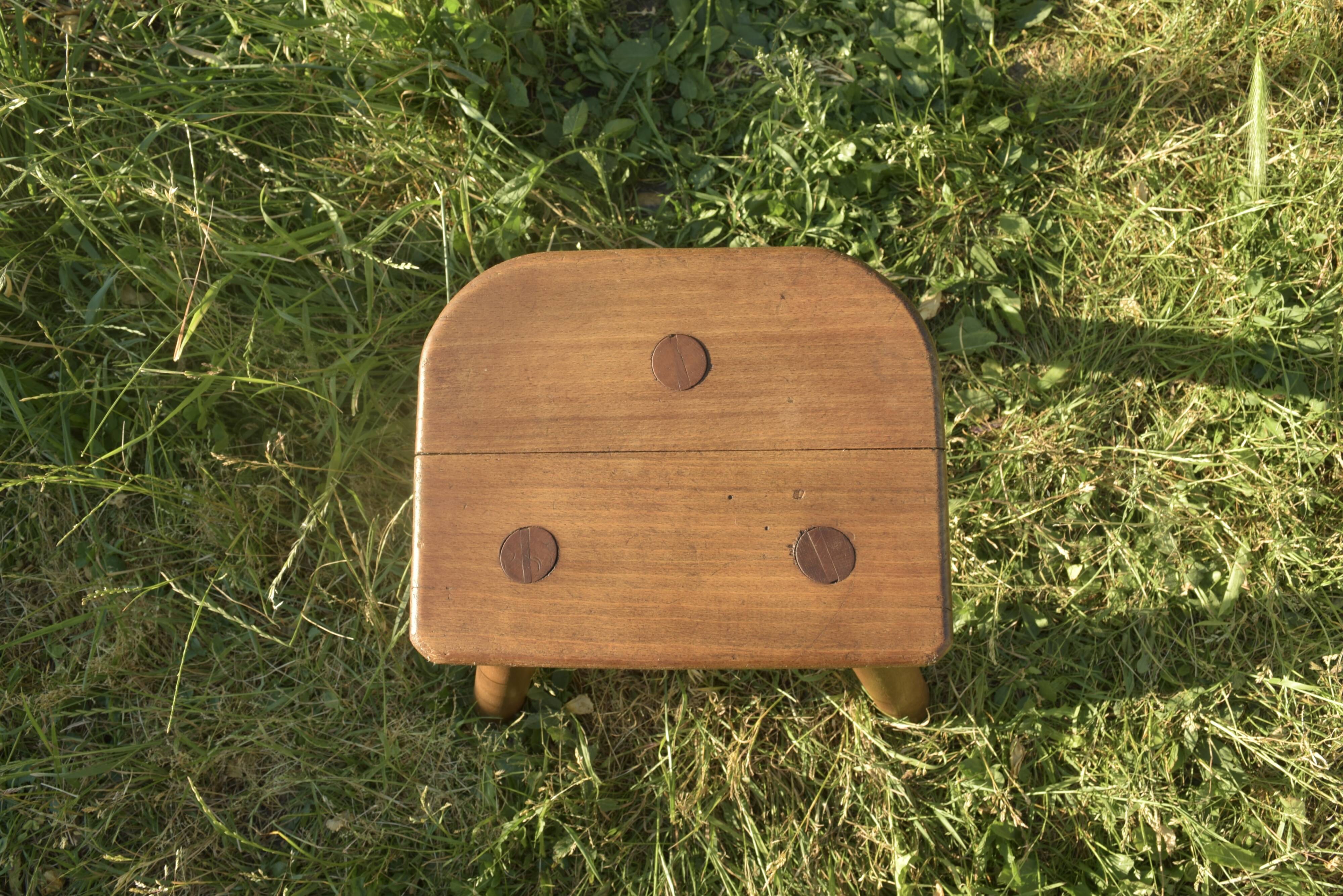 Antique tripod farm stool - wooden milking stool