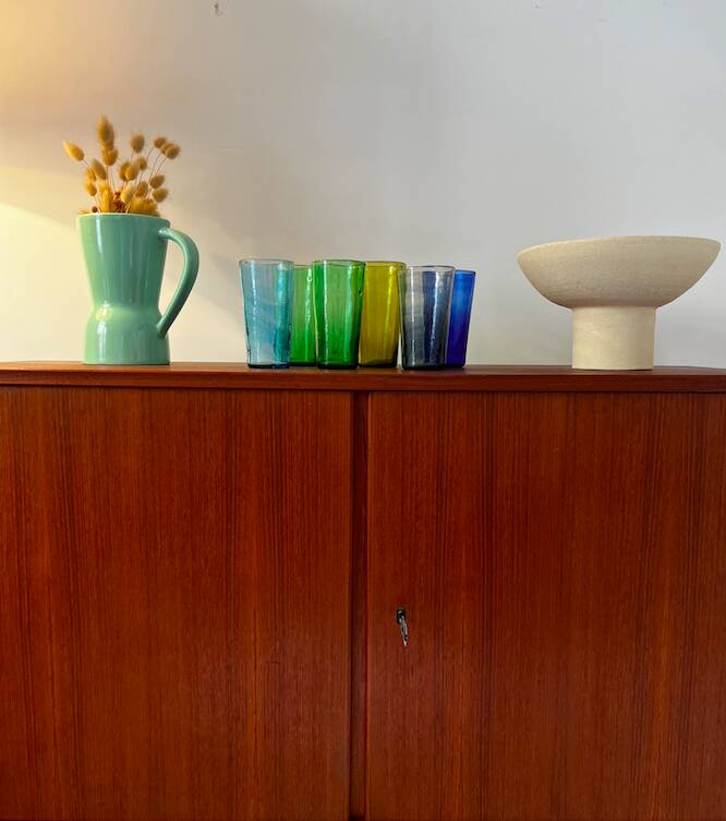 Buffet enfilade étroite scandiinave en teck
