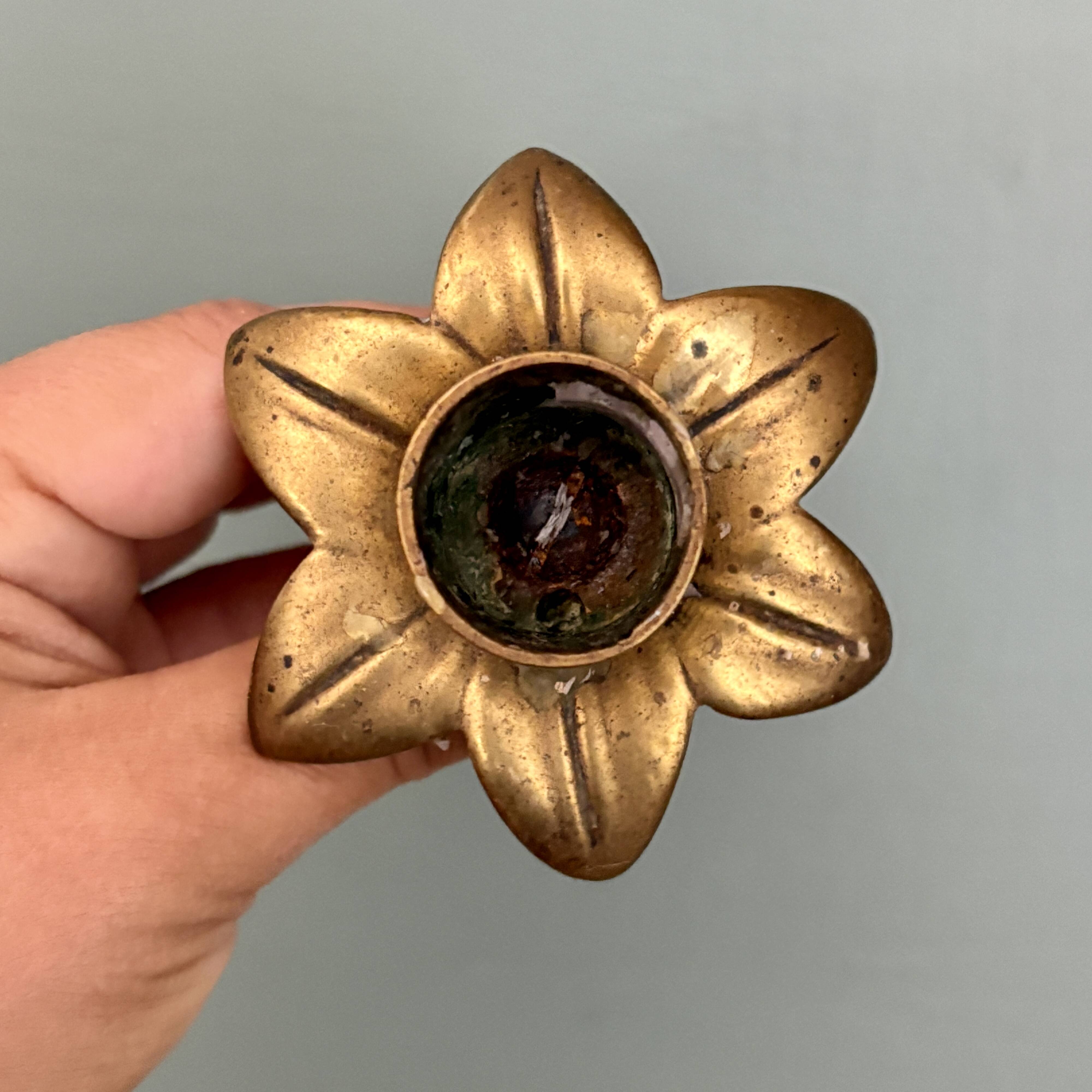Bougeoir vintage en laiton en forme de palmier