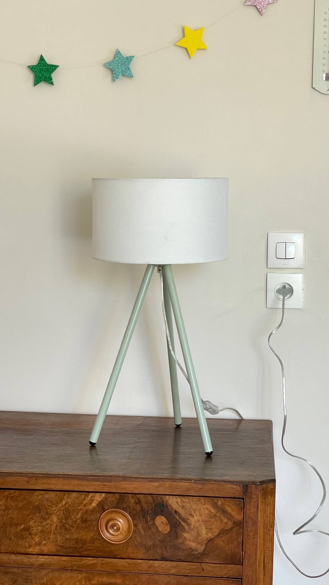 90s Green Metal Tripod Lamp