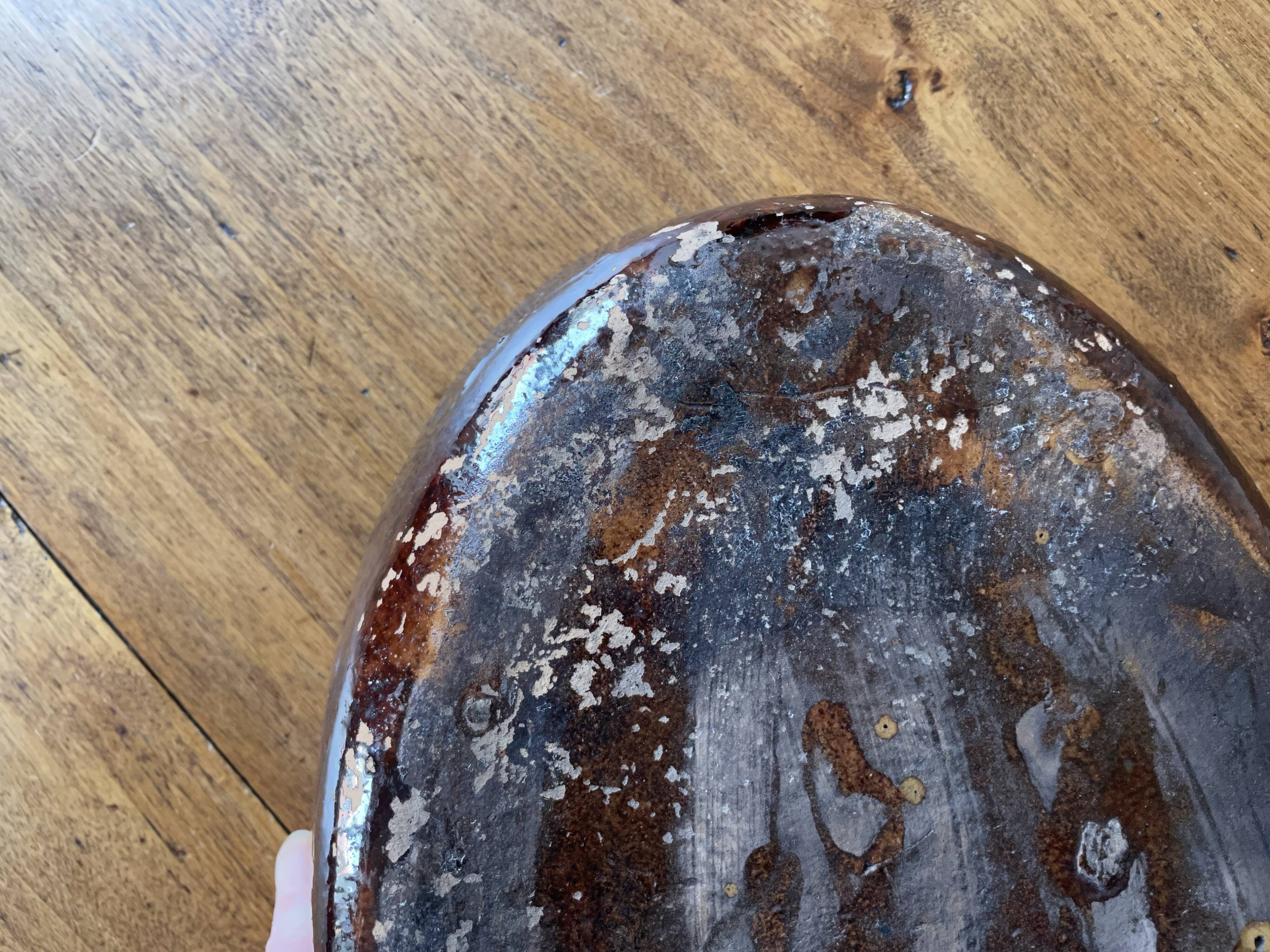 Vintage: Large oval clay gratin dish