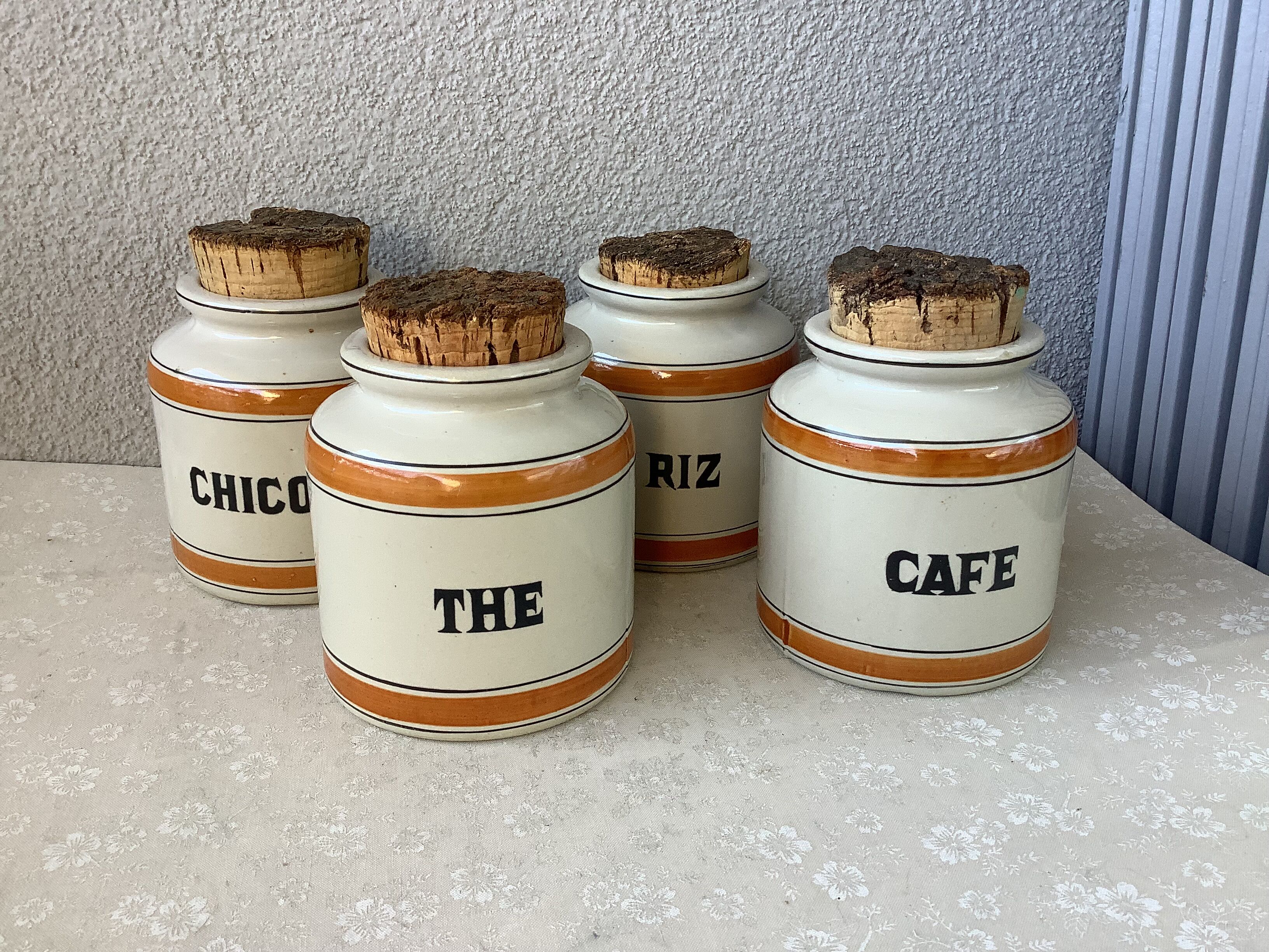 Stoneware pots LML Limoges shabby chic