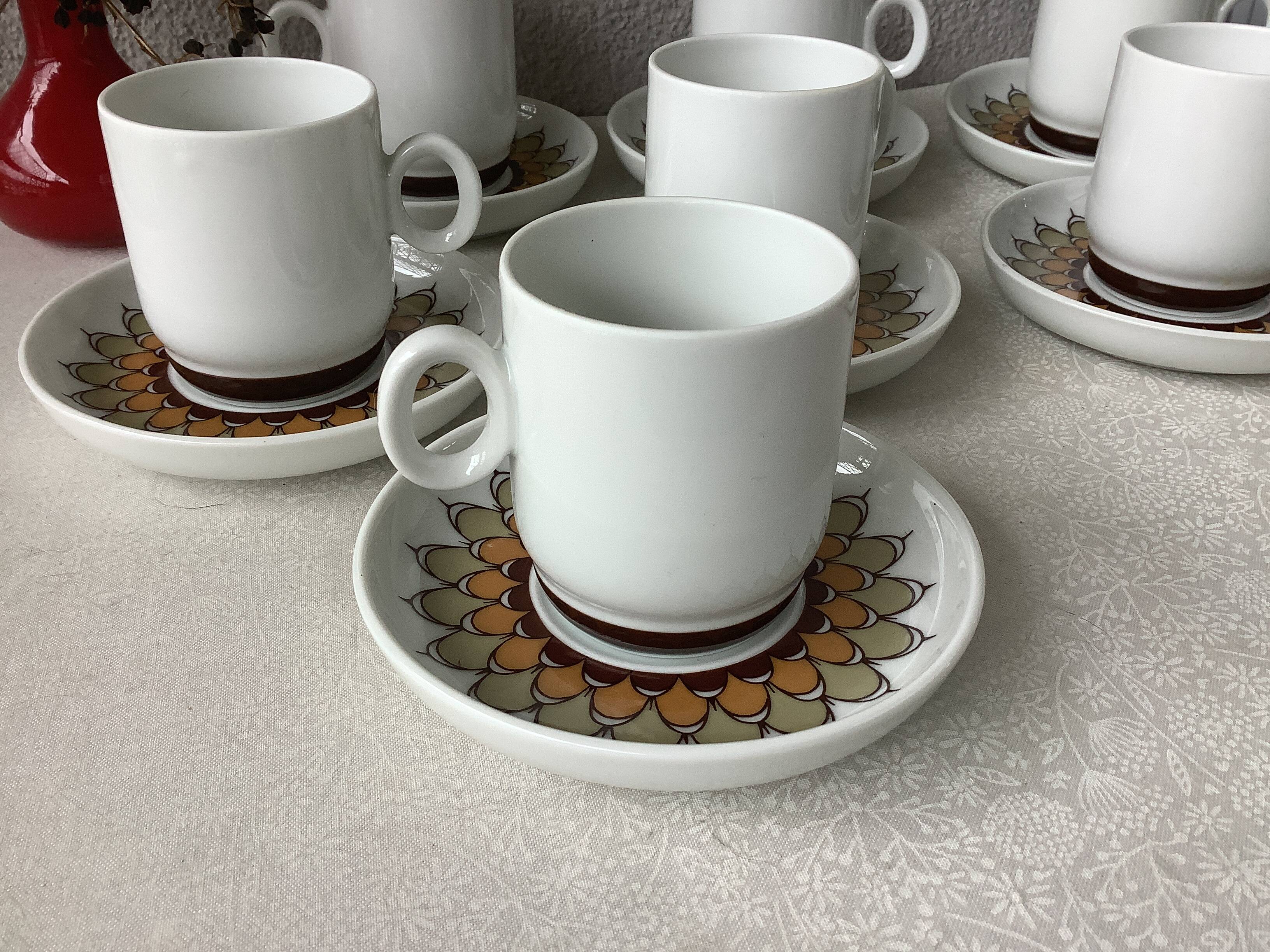 Thomas Kiruna Artichoke Coffee Cups by Hertha Bengtson - 7 cups