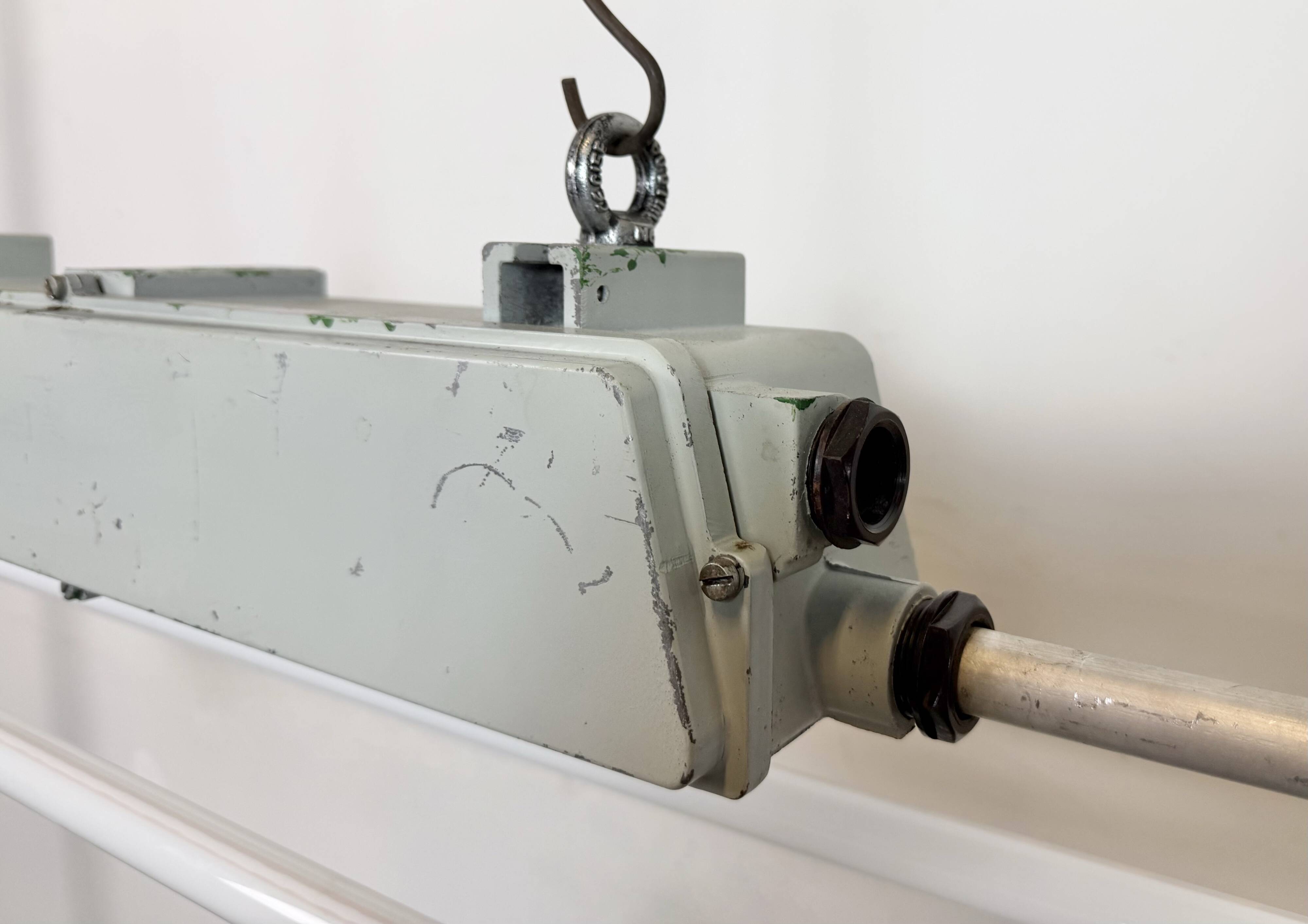 Industrial Grey Tube Light from Elektrosvit, 1970s