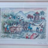 Lithographie sur papier, originale et signée de martine cotten