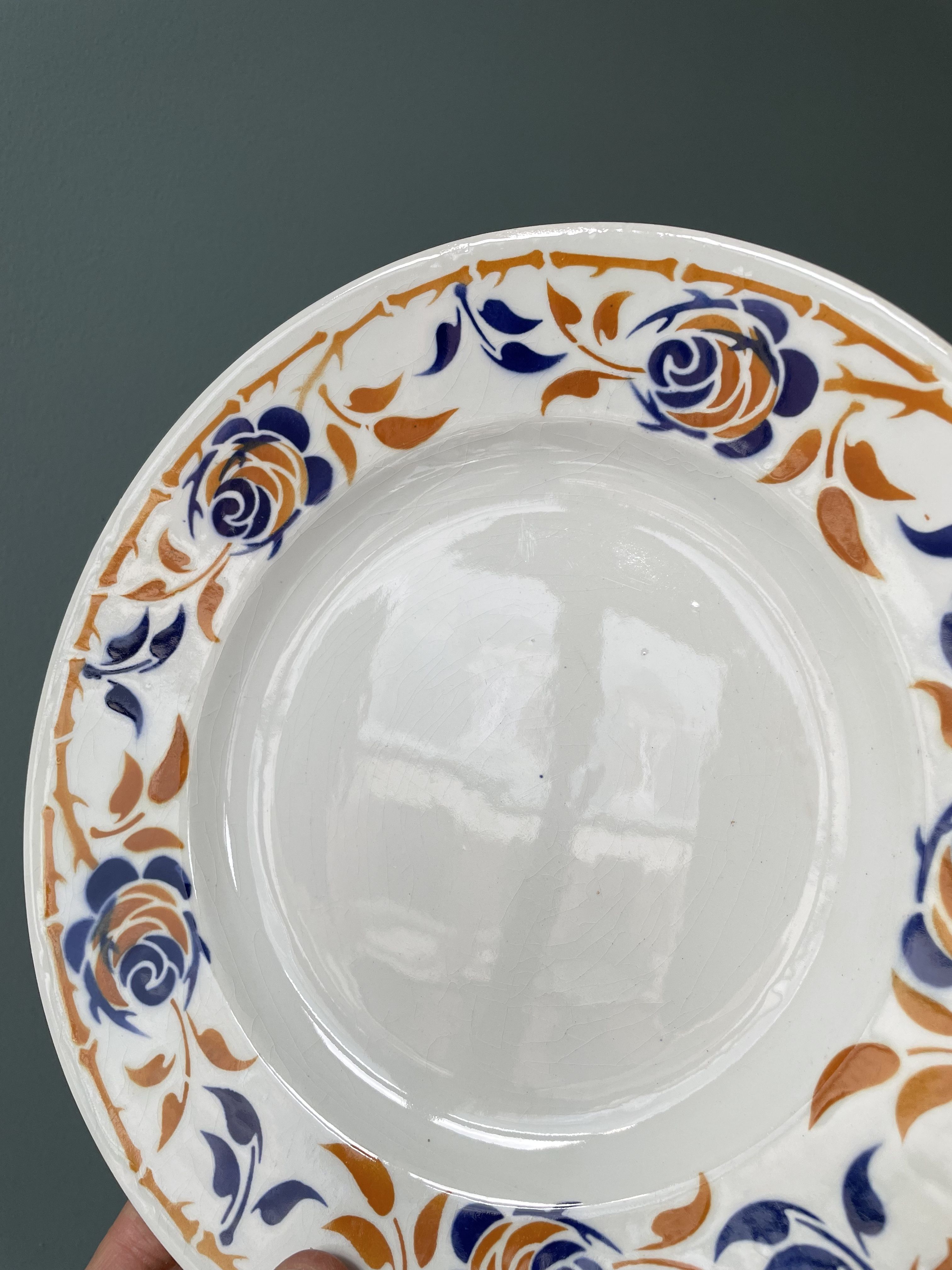 Set of 12 flat plates Terre de Fer in earthenware Moulin des Loups and Hamage, Dijon model