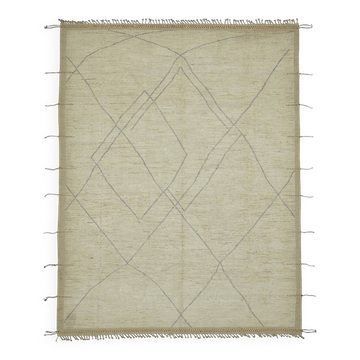 Tapis turc contemporain noué à la main en laine beige 288 cm x 376 cm