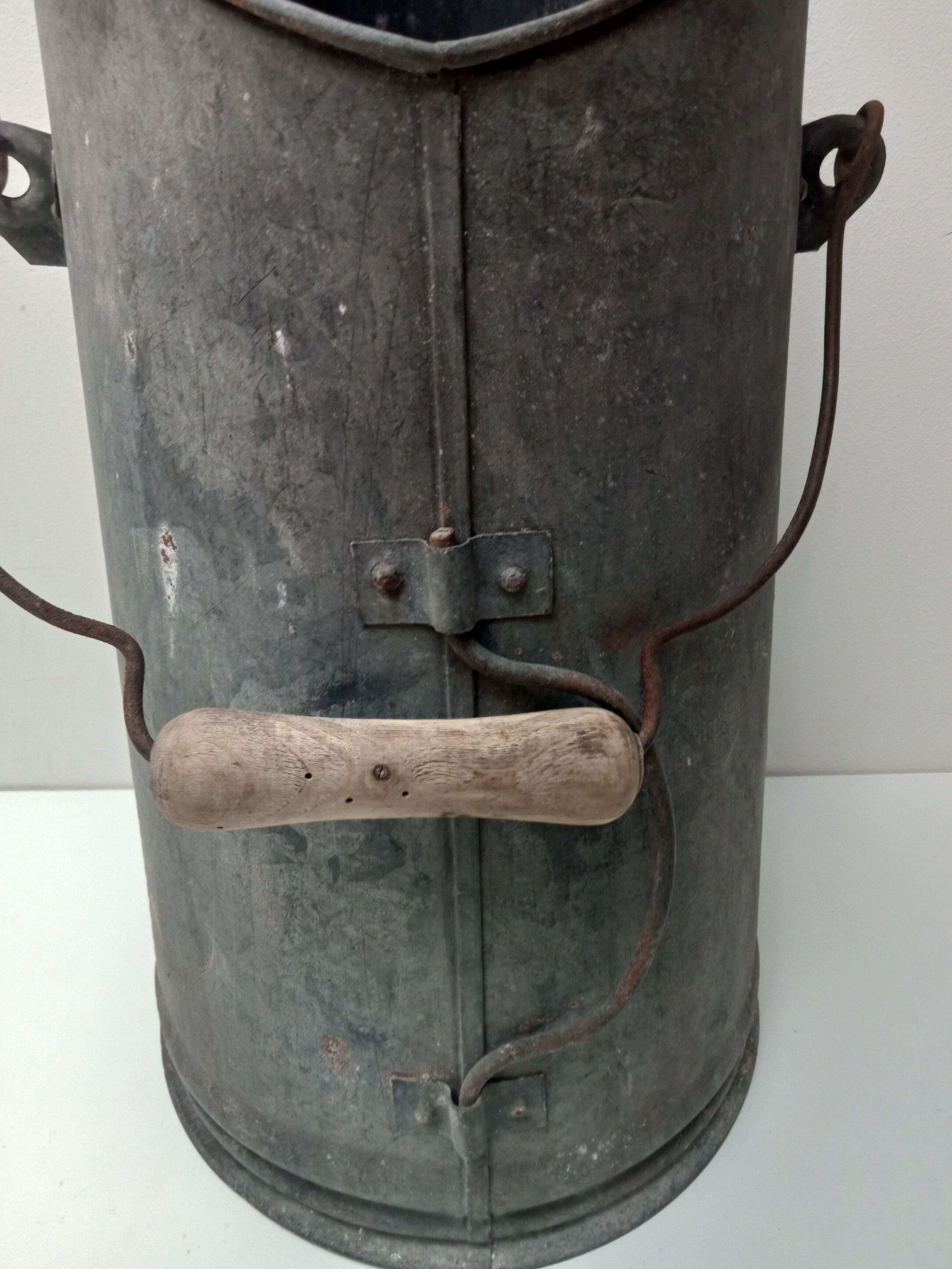 Antique zinc coal bucket