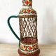Carafe vintage en osier et scoubidou