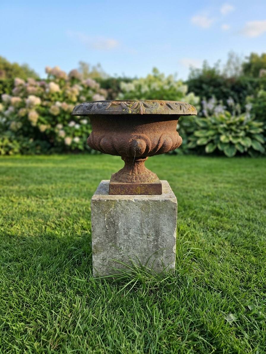 19th-century cast iron medical vase