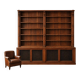Imposing two-body buffet/library in solid oak and walnut from the Napoleonic III period.