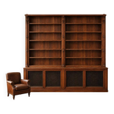 Imposing two-body buffet/library in solid oak and walnut from the Napoleonic III period.