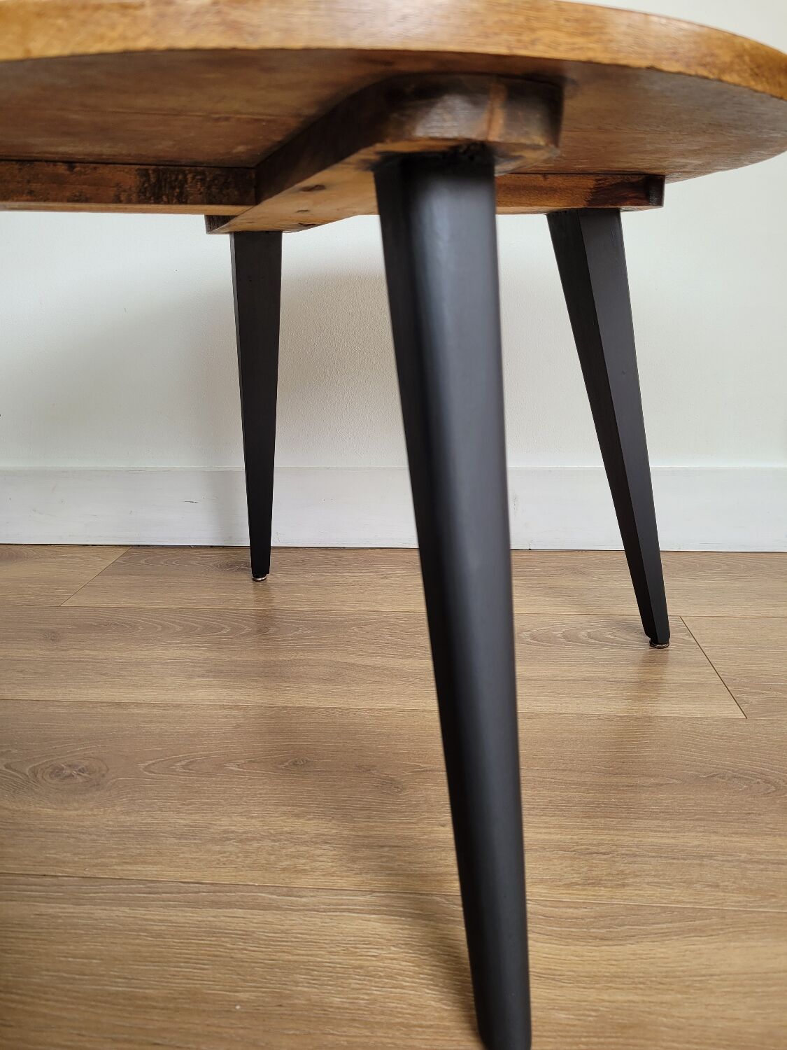 Round wooden coffee table