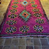 Moroccan Boucherouite fushia rug in recycled cotton 150x275cm