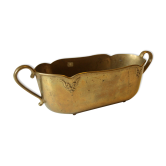 Handmade marked solid brass jardiniere, vintage from the 1960s