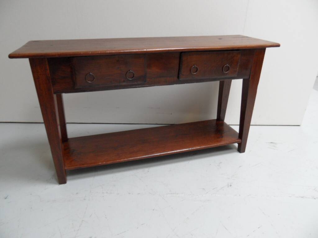 Table d'appoint en chêne ancien avec 2 tiroirs