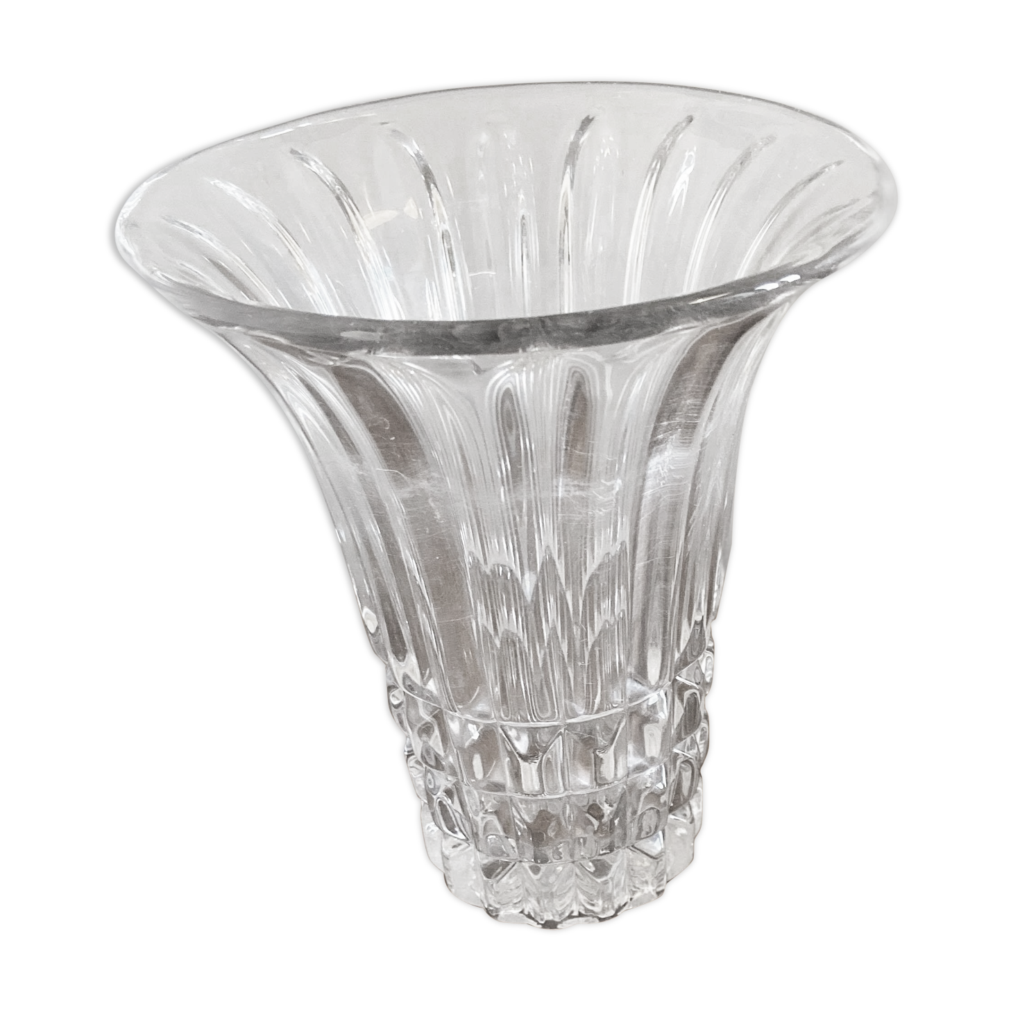 Chiseled vintage glass vase