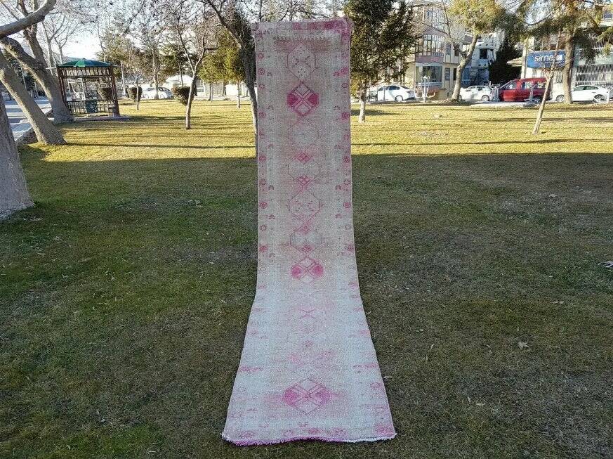 Vintage Turkish hallway rug 77x390 cm