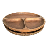 Set of 2 wooden fondue plates