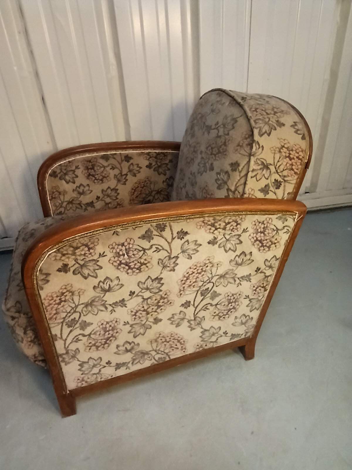 Art Deco armchair with system - original floral velvet fabric
