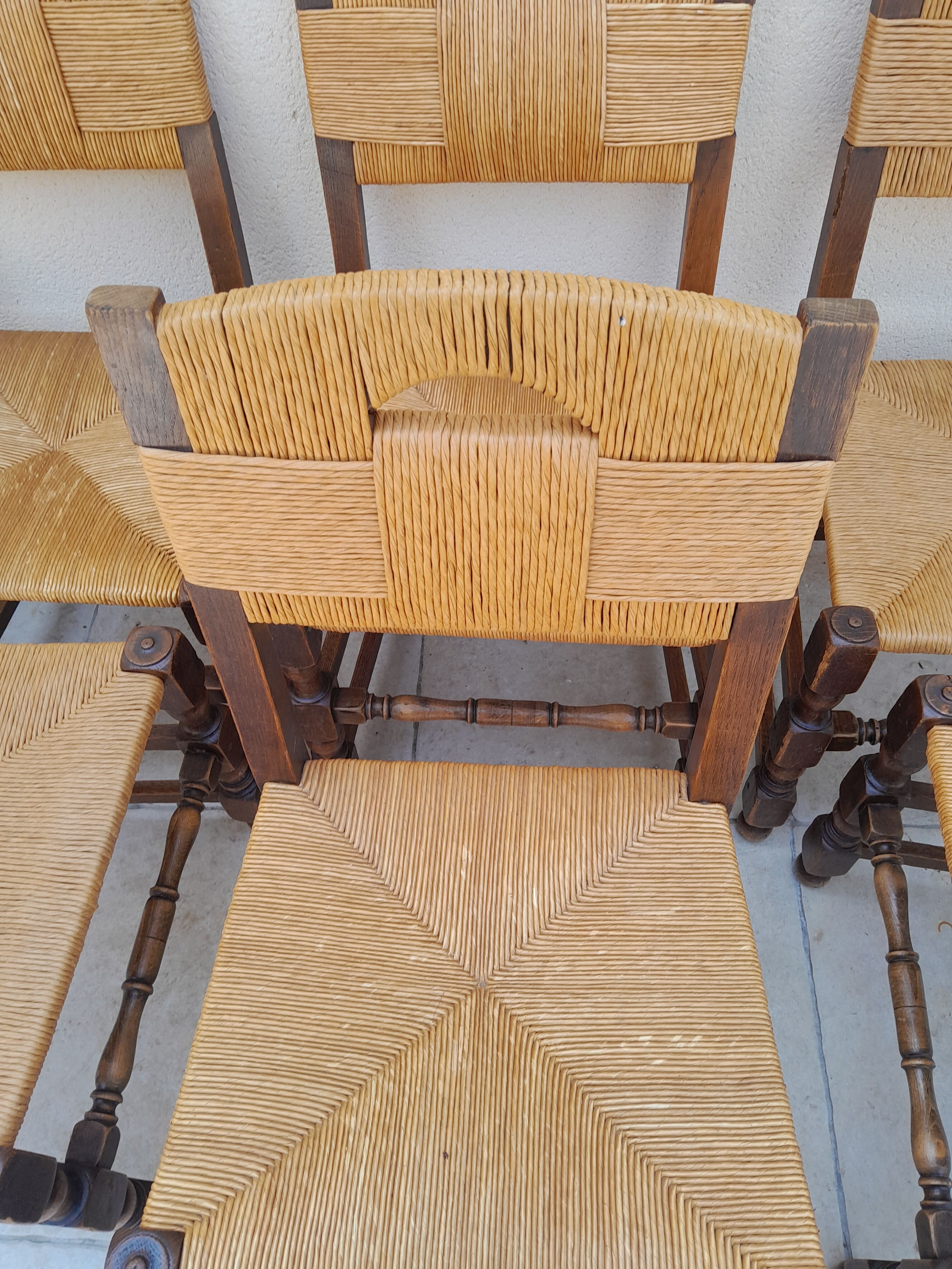 6 antique country mulching chairs