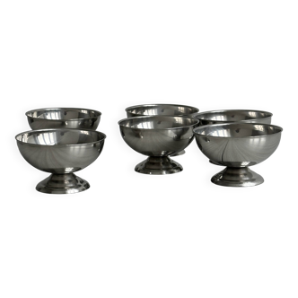 Set of 6 stainless steel ice cream bowls