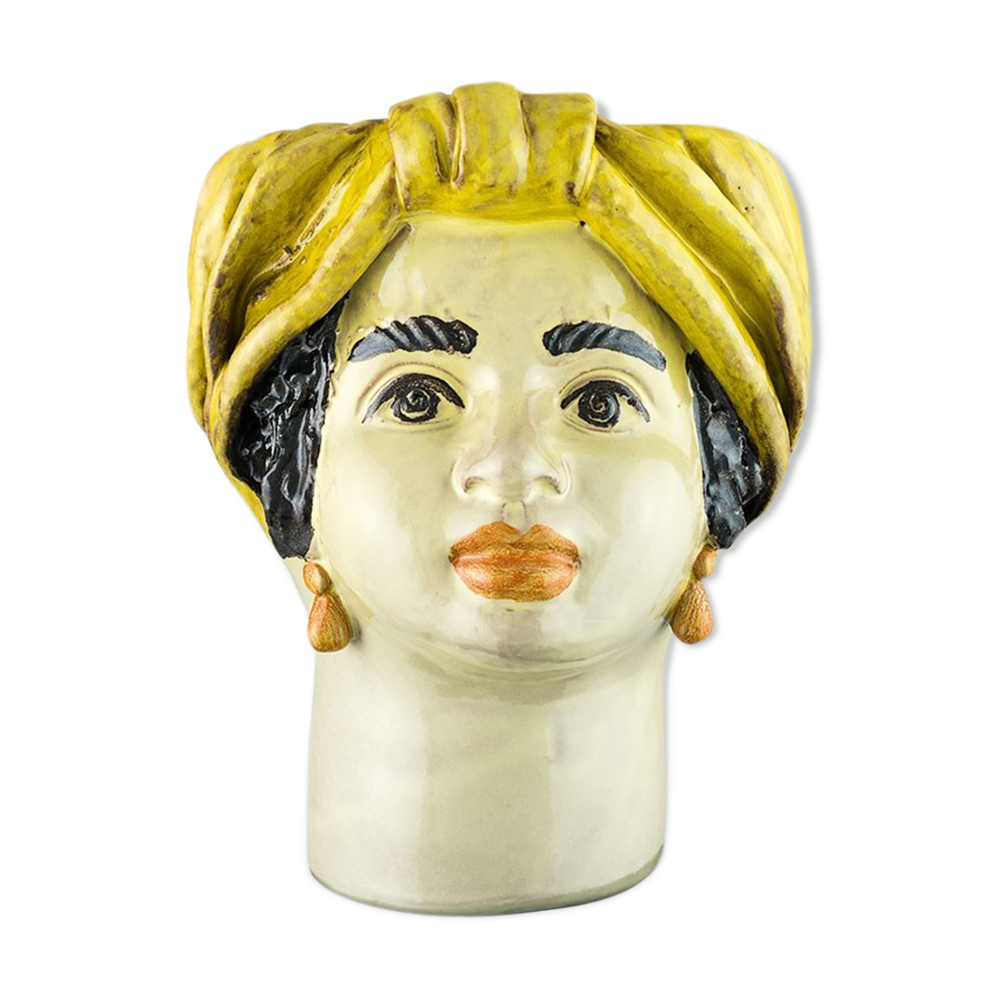 Medium yellow woman head vase