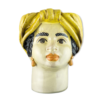 Medium yellow woman head vase