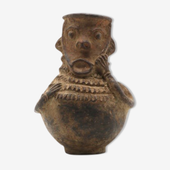 Mangbetu pottery container with hermaphrodite ancestor